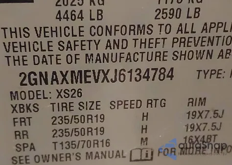 2018 Chevrolet Equinox Premier from USA, damaged, VIN 2GNAXMEVXJ6134784